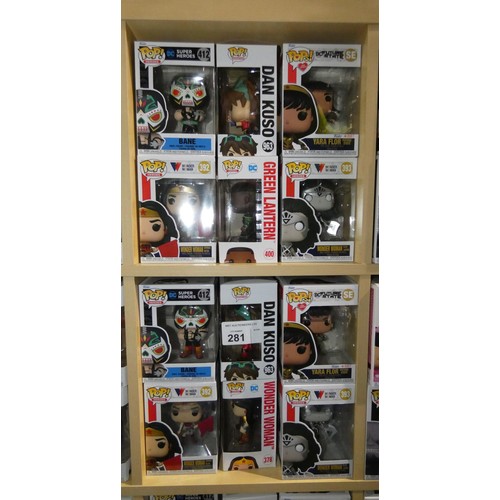 281 - 12 x various Funko Pop collectable bobble head figures - Boxed and unused. Not practical to list in ... 