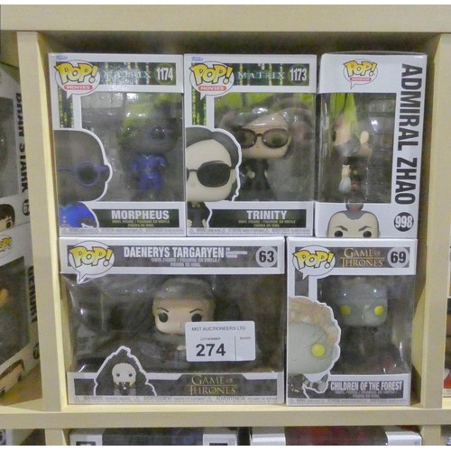 274 - 5 x Funko bobble head collectable figures featuring various characters from Game of Thrones. . Boxed... 