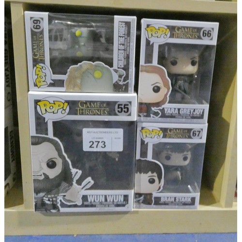 273 - 4 x Funko bobble head collectable figures featuring various characters from Game of Thrones. . Boxed... 