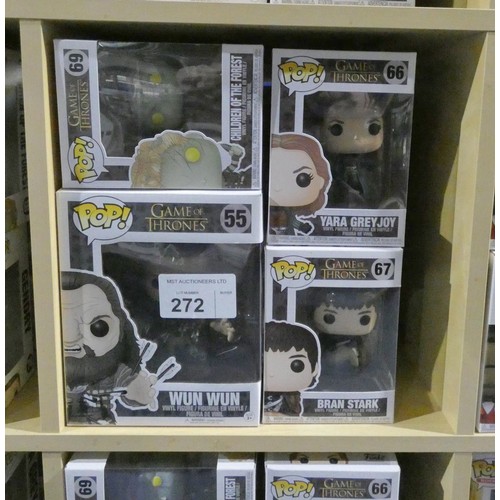 272 - 4 x Funko bobble head collectable figures featuring various characters from Game of Thrones. . Boxed... 