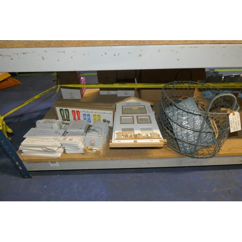 83 - A quantity of various novelty signs and a chicken wire basket. Not practical to list in detail so pl... 