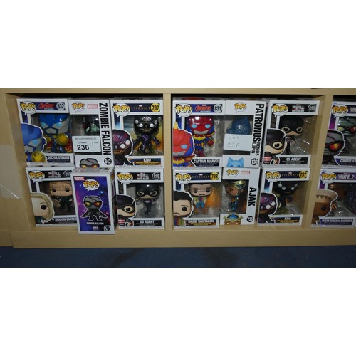 236 - 12 x various Funko Pop collectable bobble head figures - Boxed and unused. Not practical to list in ... 