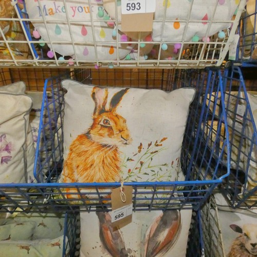 595 - 4 x various scatter cushions, hares