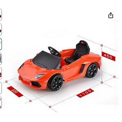 654 - 1 x Ricco Lamborghini Aventador child's ride on 12v battery powered toy car. Boxed and requires asse... 