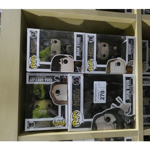 270 - 4 x Funko bobble head collectable figures featuring various characters from Game of Thrones. . Boxed... 