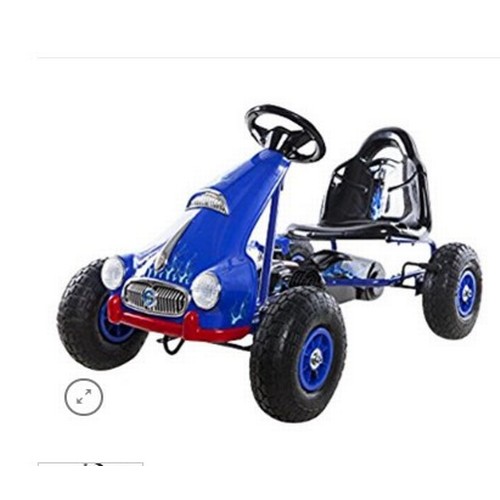 864 - 1 x Top Racer 64 pedal go kart - blue metal with faux head lights and grille on front