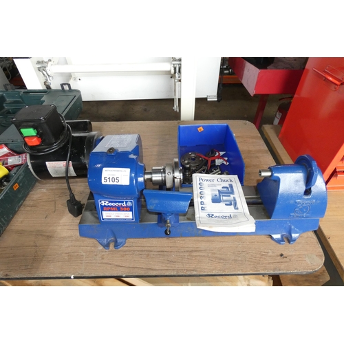 5105 - 1 x Record RPML 300 bench top wood turning lathe 240v supplied with a box containing various tooling