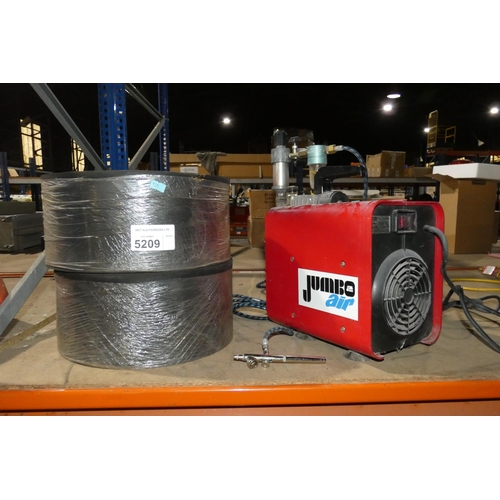 5209 - 1 x Fini Jumbo Air compressor 240v and 2 x small rolls of rubber type material