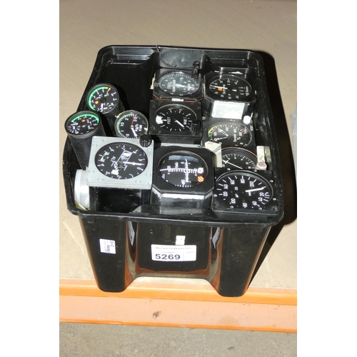 5269 - 1 box containing a quantity of various ex-MOD flight and other gauges