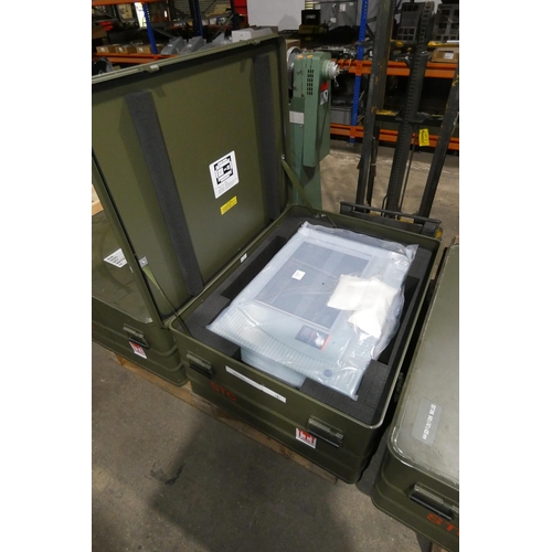 5346 - 1 x ex-MOD green painted aluminum flight case approx 94 x 74 x 42cm high containing an ex-MOD flat b... 