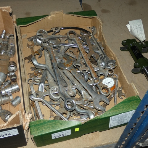 5375 - 1 box containing a quantity of various spanners