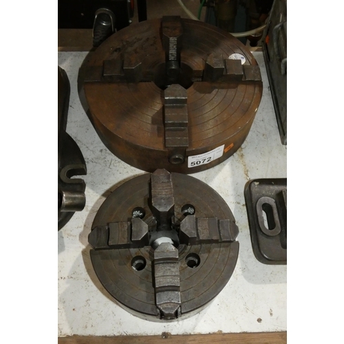 5072 - 2 x four jaw chucks (1 x 12 inch and 1 x 8 inch)