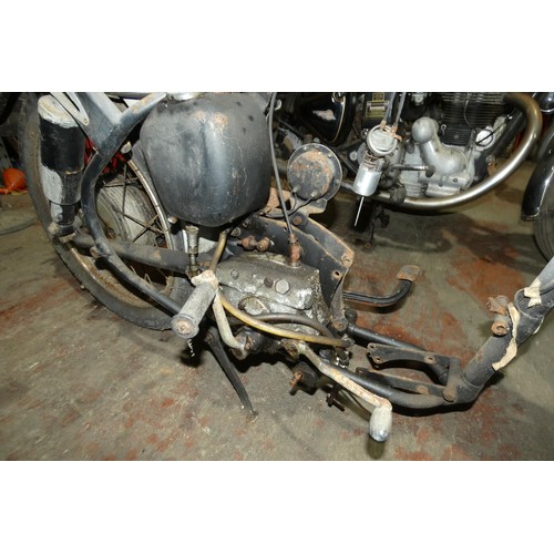 27 - Believed to be a Velocette Venom, rolling frame with gearbox, and disassembled engine - Contents of ... 