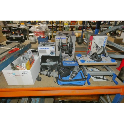 5203 - A quantity of various small tools including Dremels, Dremel accessories, other small precision items... 