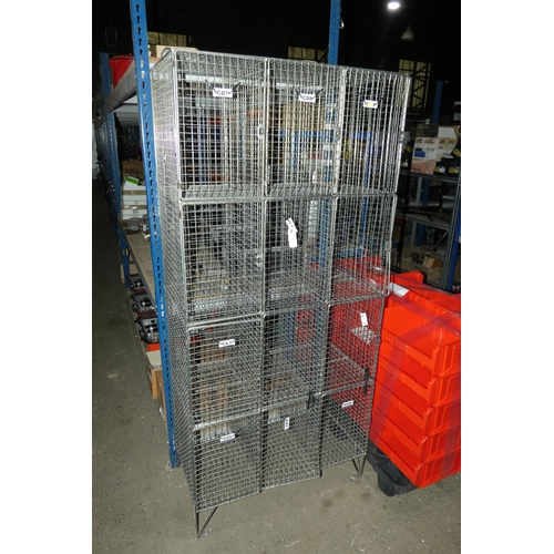 5420 - 1 x metal mesh nine door personnel locker approx 91 x 47 x 197cm high. The doors are lockable by usi... 