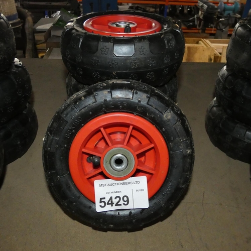 5429 - 4 x small wheels with tyres fitted type 80 x 180 2PR