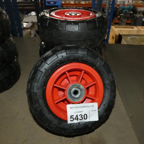 5430 - 4 x small wheels with tyres fitted type 80 x 180 2PR