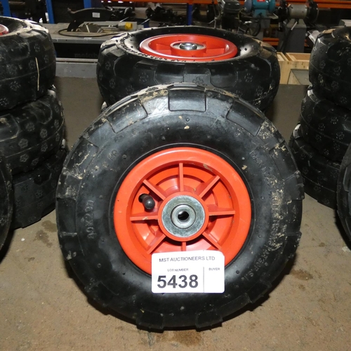 5438 - 4 x small wheels with tyres fitted type 80 x 230 2PR