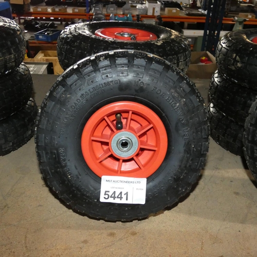 5441 - 4 x small wheels with tyres fitted type 4.10 / 3.50 - 4