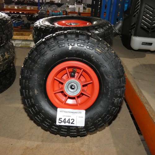 5442 - 4 x small wheels with tyres fitted type 4.10 / 3.50 - 4