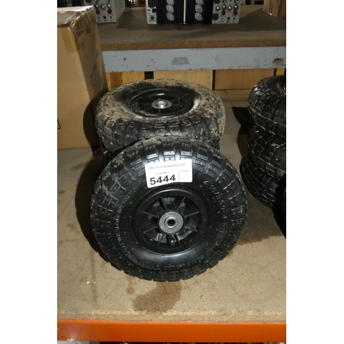 5444 - 4 x small wheels with tyres fitted type 4.10 / 3.50 - 4