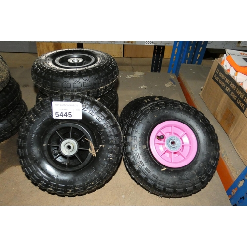 5445 - 6 x small wheels with tyres fitted type 4.10 / 3.50 - 4