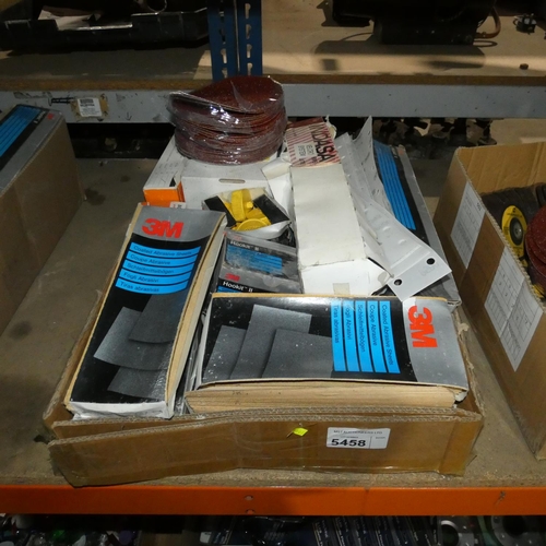 5458 - 1 box containing a quantity of various abrasives sheets and discs