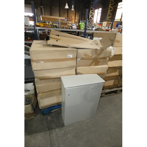 5657 - 1 pallet containing 9 x unused grey metal electrical boxes each approx 63 x 26 x 83cm high. Please n... 