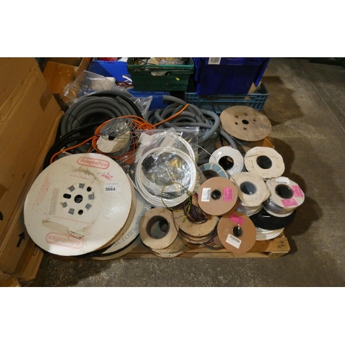 5664 - 1 pallet containing a quantity of various part rolls of cable, flexible conduit etc