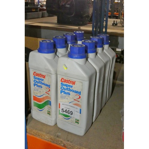 5469 - 8 x 1L bottles of Castrol super outboard plus two stroke marine engine oil