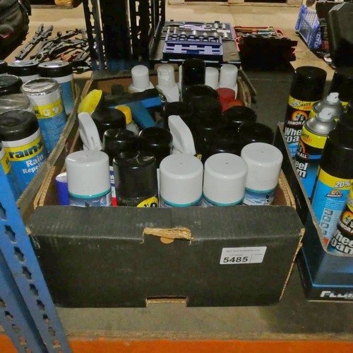 5485 - 1 box containing a quantity of various items including back to black, wheel foam etc