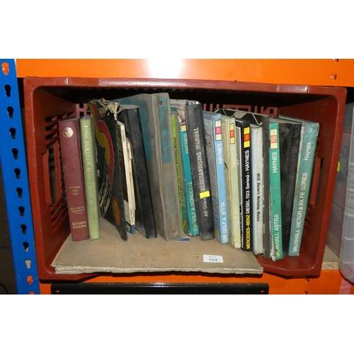 104 - 1 x box containing a quantity of various workshop manuals, not practical to list in detail, so pleas... 