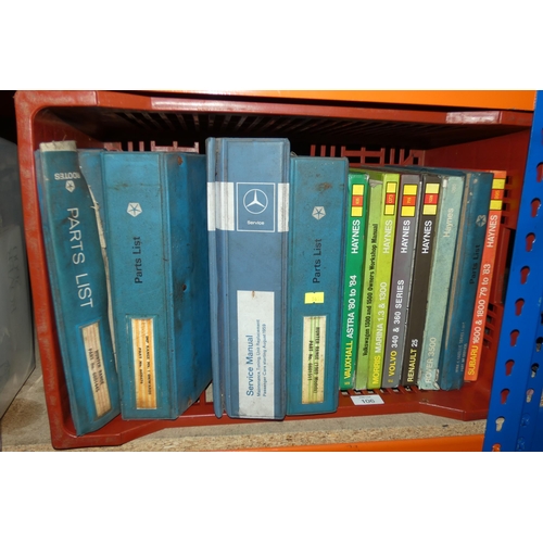 106 - 1 x box containing a quantity of various workshop manuals, not practical to list in detail, so pleas... 