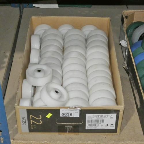 5636 - 1 box containing a quantity of white caster wheels