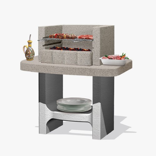 6057 - 1 x Cement barbecue (BBQ Grill) by Saromo Fuoco, Type: Siena, measuring approx 78 cm x 55 cm x 94 cm