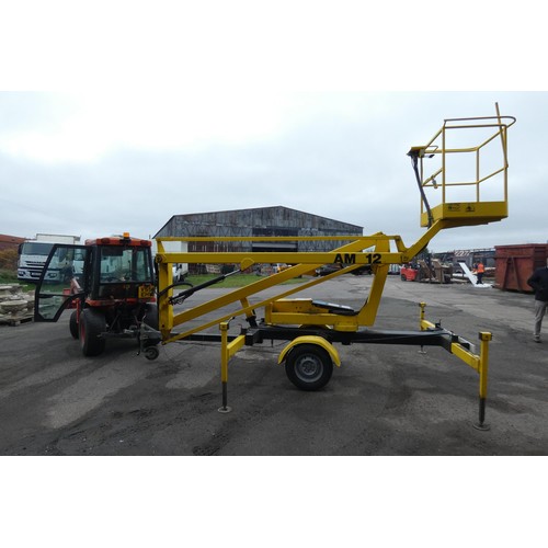 5964 - A tow behind access platform by Access Machines Ltd model AM12 Power Tower YOM 1990s, yellow painted... 