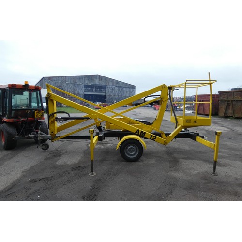 5964 - A tow behind access platform by Access Machines Ltd model AM12 Power Tower YOM 1990s, yellow painted... 