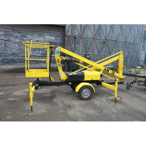 5964 - A tow behind access platform by Access Machines Ltd model AM12 Power Tower YOM 1990s, yellow painted... 