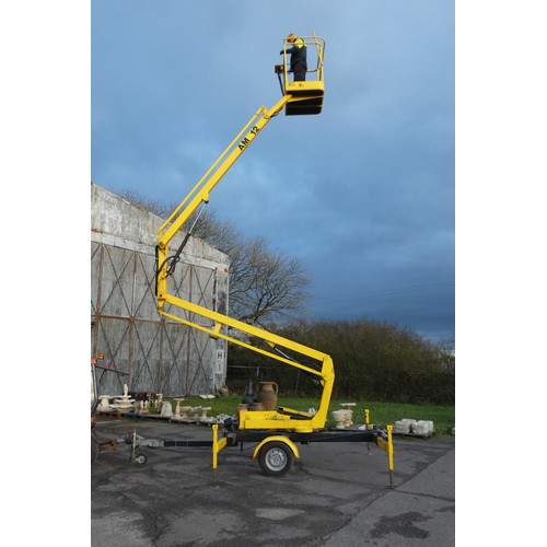 5964 - A tow behind access platform by Access Machines Ltd model AM12 Power Tower YOM 1990s, yellow painted... 