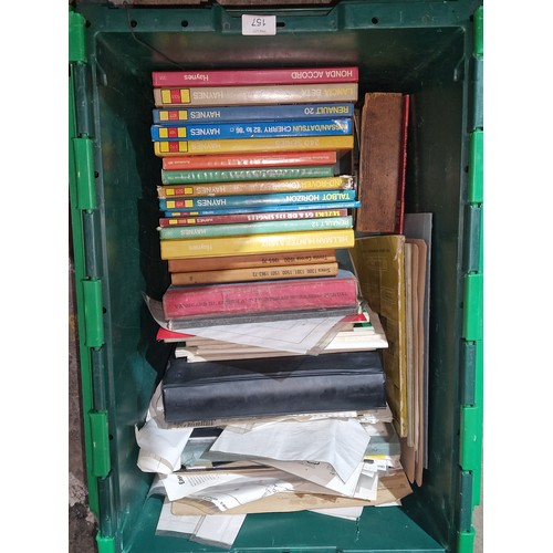 157 - 1 x box containing a quantity of various Haynes workshop manuals and other operating manuals, not pr... 