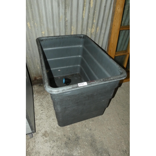 5751 - 1 x black plastic wheeled tub approx 68 x 98 x 76cm high