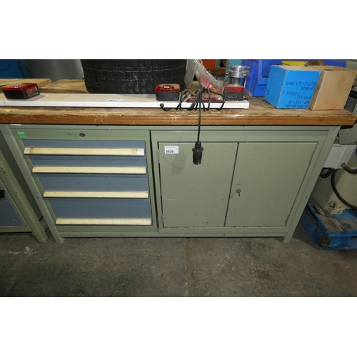 5926 - 1 x Bott workbench approx 150 x 70cm with a two door cupboard and 4 x storage drawers below