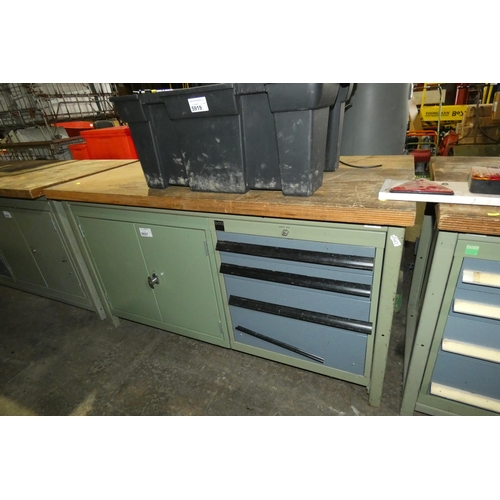 5927 - 1 x Bott workbench approx 150 x 70cm with a two door cupboard and 4 x storage drawers below