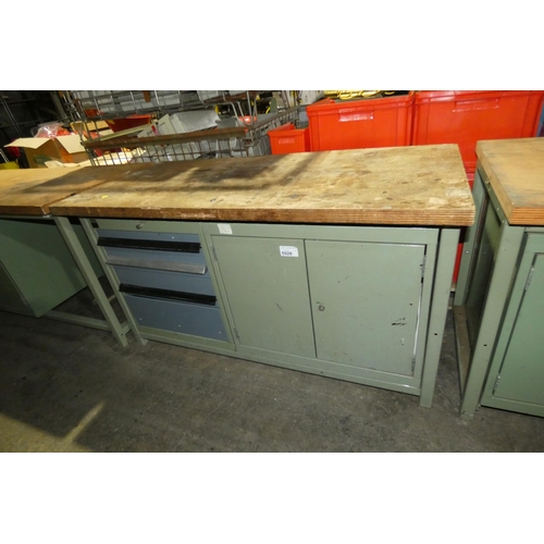 5928 - 1 x Bott workbench approx 150 x 70cm with a two door cupboard and 4 x storage drawers below