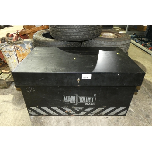 5934 - 1 x Van Vault black metal box store approx 92 x 56 x 50cm high - supplied with 1 x key