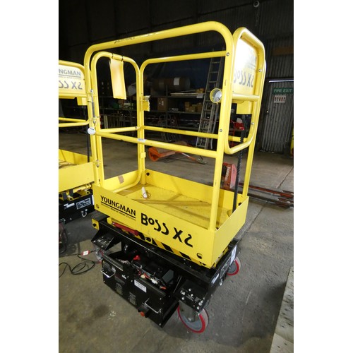 5977 - 1 x Youngman battery operated wheeled scissor lift model Boss X2 YOM 2010, max load 240kg / 1 person... 