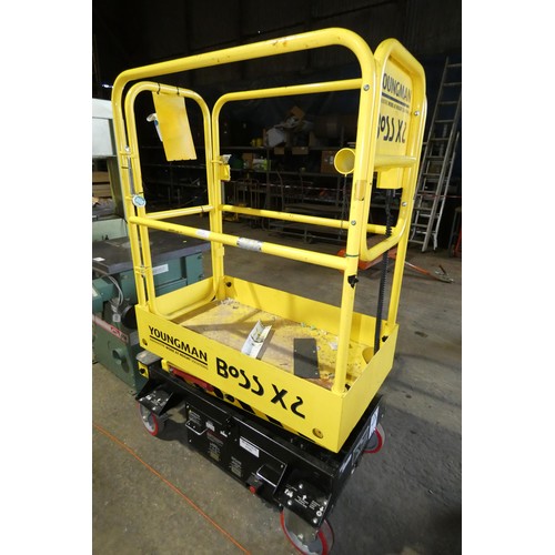 5977A - 1 x Youngman battery operated wheeled scissor lift model Boss X2 YOM 2010, max load 240kg / 1 person... 