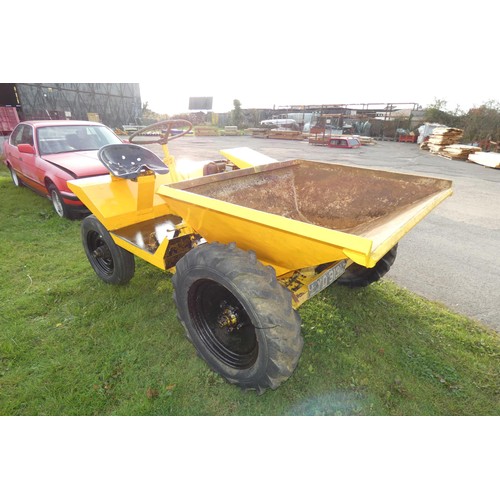 5992 - 1 Thwaites 1 ton dumper with a Petter single cylinder diesel engine, crank start.  reg. No. attached... 