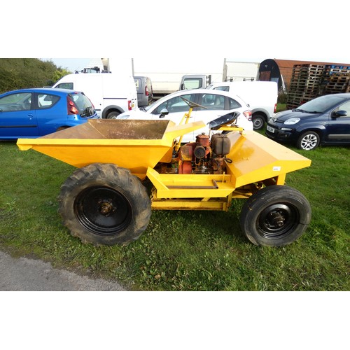 5992 - 1 Thwaites 1 ton dumper with a Petter single cylinder diesel engine, crank start.  reg. No. attached... 