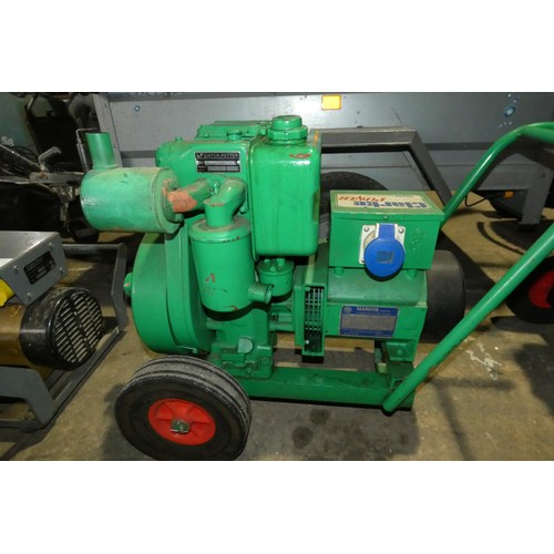 5972A - 1 x Clarke Power / Markon diesel engine generator output 240v 5kva supplied with a starting handle. ... 